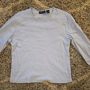 New York & Company Light Blue Cotton Top